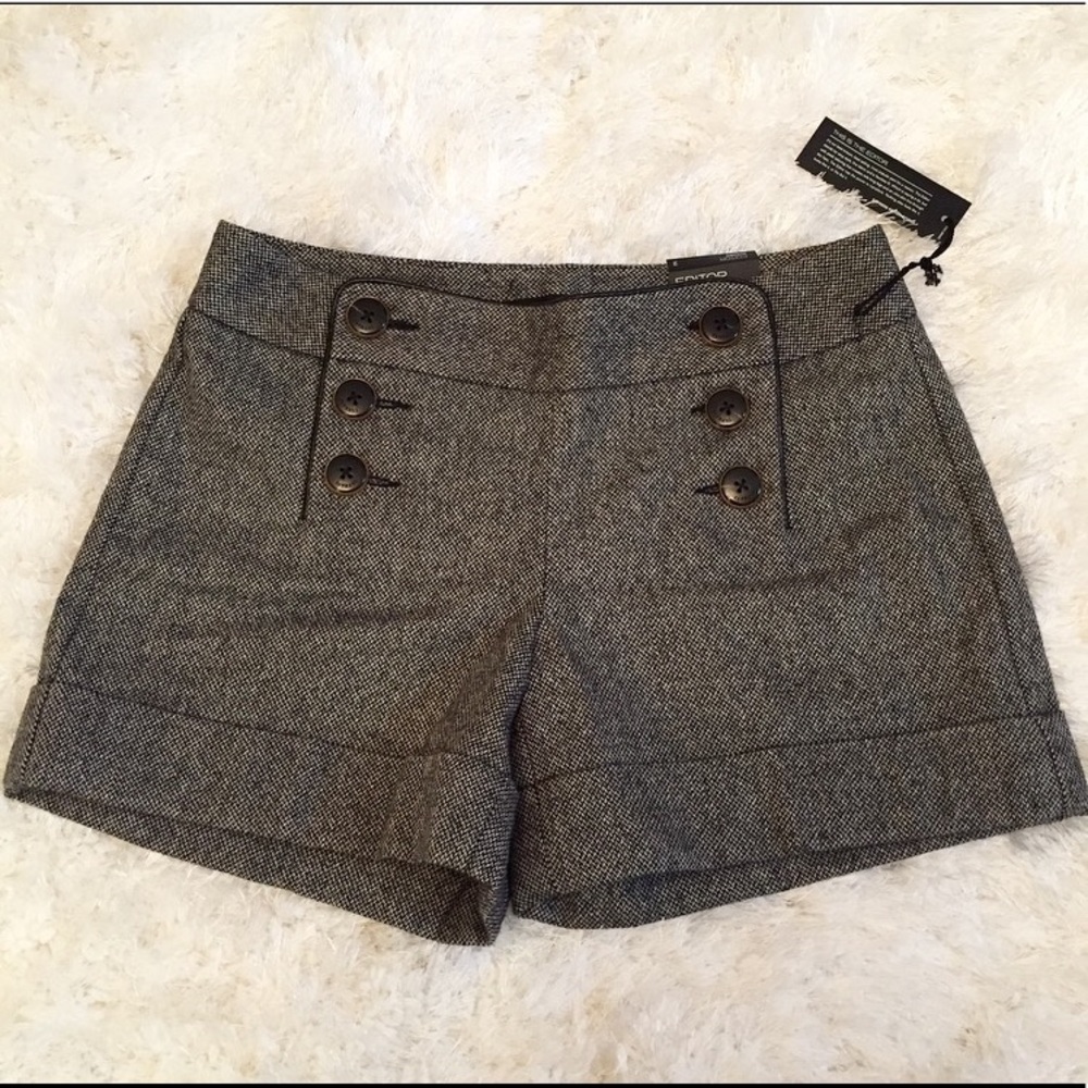 Black & Gray Tweed Shorts
